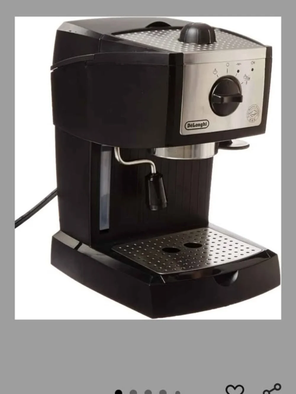 De'Longhi Black Espresso Machine with Steam Wand